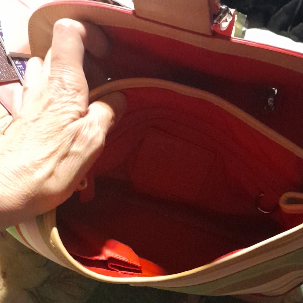 Coach Tan and Multicolor Striped Shoulder Bag - Picture 4 of 7